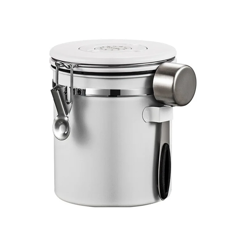 Dibangni Stainless Steel Coffee Grounds and Beans Container tea sugar coffee Canister with Date-Tracker and Spoon