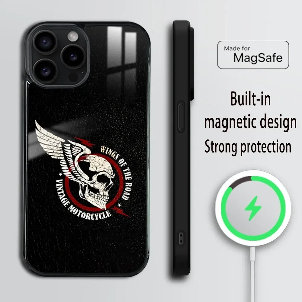 A-Affliction Skull American customs Phone Case For iPhone 16 15 14 13 12 11 Pro Max Plus Mini Magsafe Mirror Wireless Magnetic C