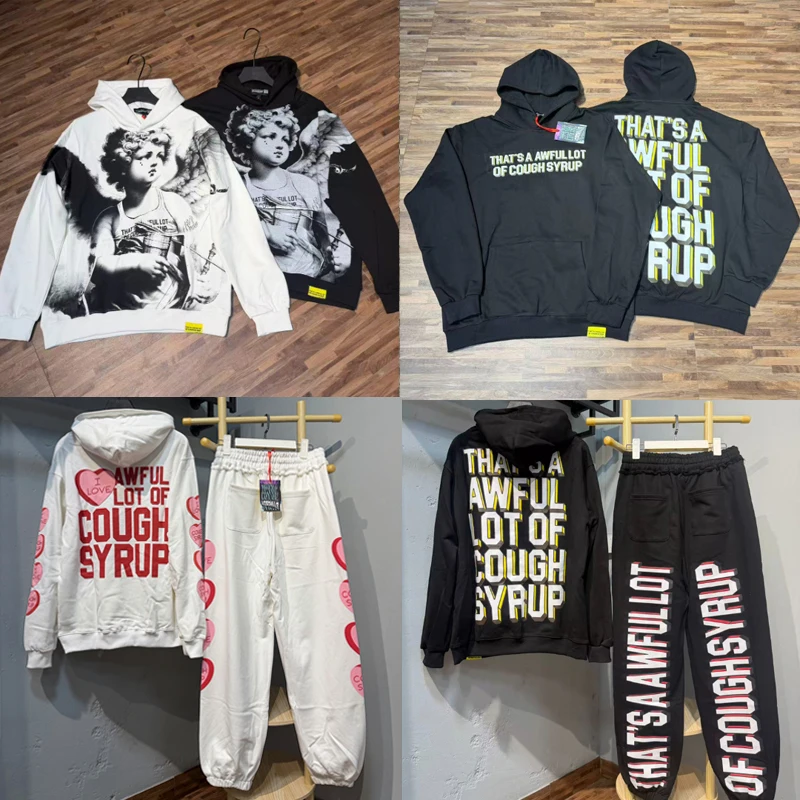 

That's A Awful Lot of Cough Syrup Pullover Streetwear High Quality Angel Printed Sweatshirt Retro Casual Sweatpants