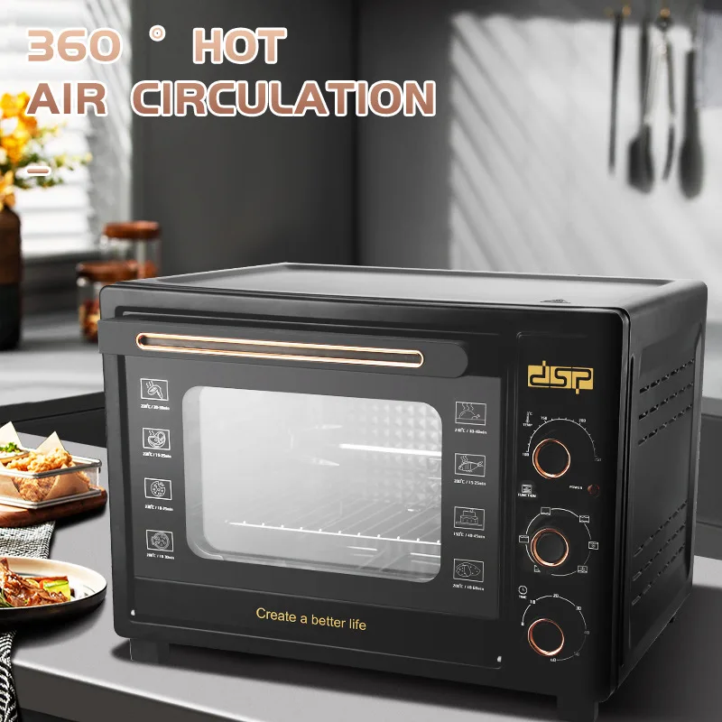 Electric Oven 50L Large Capacity Fully Automatic Multi-function Cake Baking Oven Toaster with 12 Inch Pizza Pan