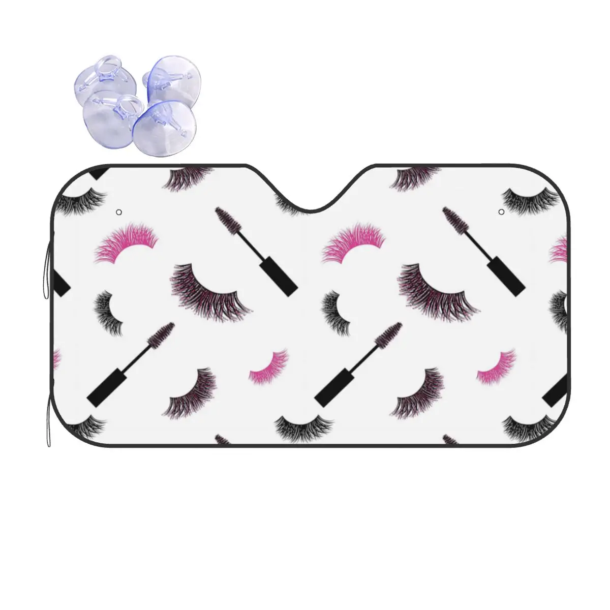 

Lashes And Mascara With Pink Glitter Pattern Sunshade Windscreen Car Front Windshield Window Sun Visor Accessories Covers