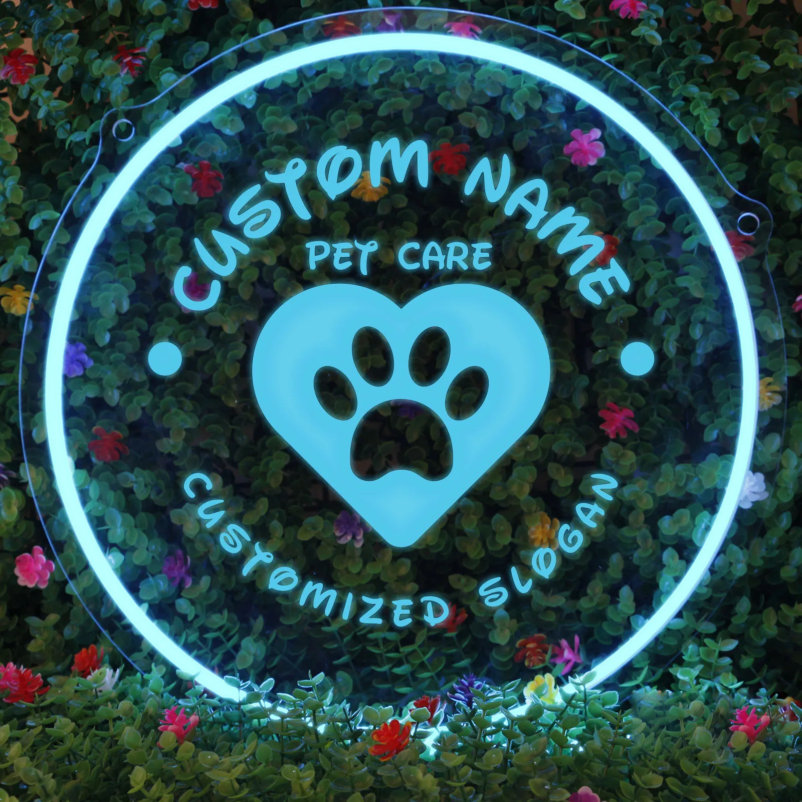 

1PC Round Shape Warm White Pet Care Personalized Text Neon Night Lamp Acrylic Lamp Creative For Home Decoration