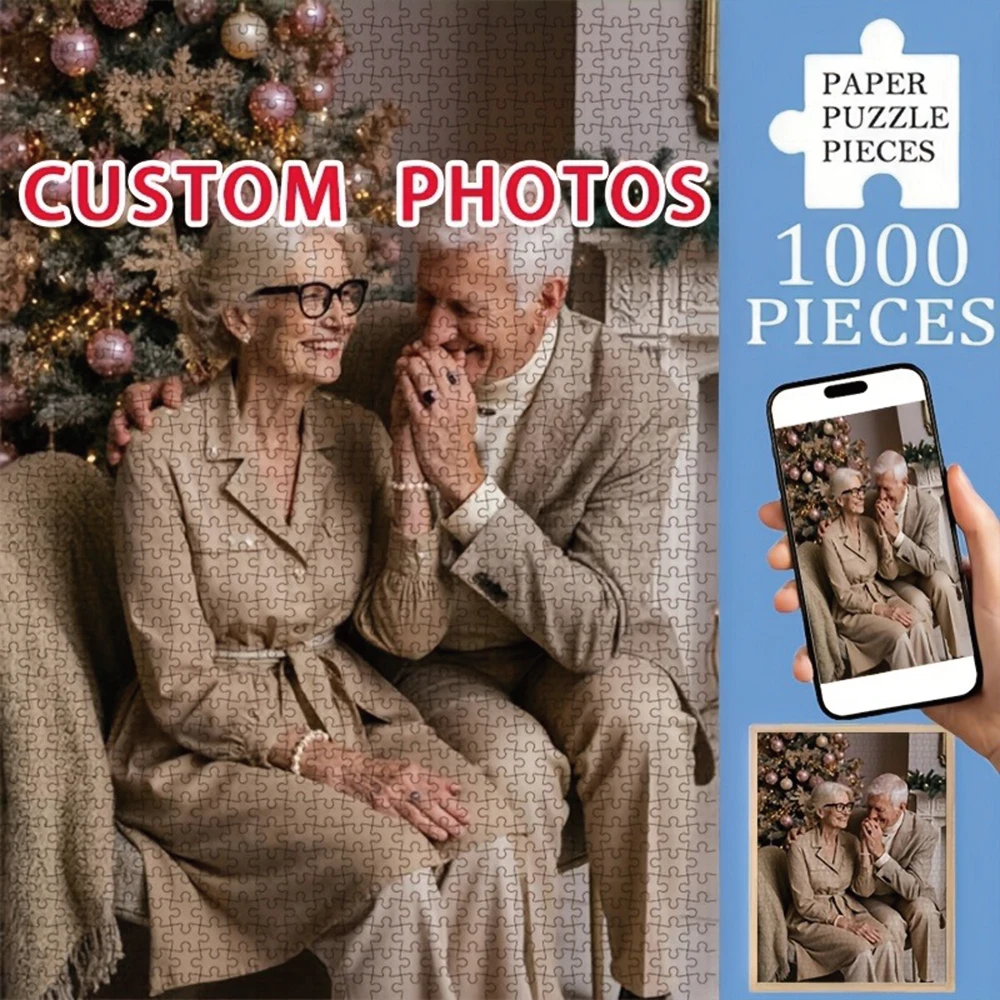 35/300/500/1022pcs Personalized Custom Photo Puzzle Older People Photos Unique Gift For Dad Mom Mother's Day