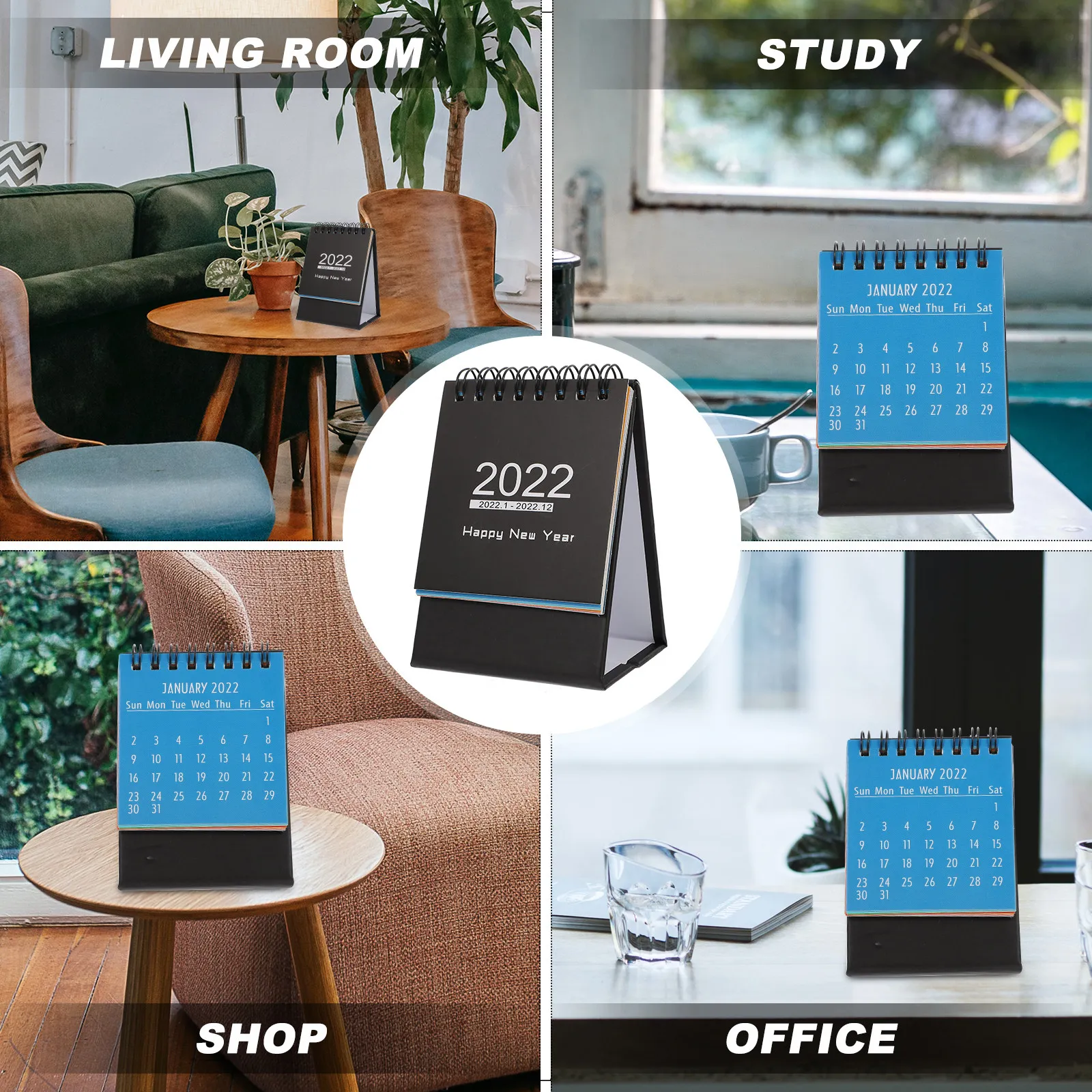 Mini Desktop Calendar 2024 Foldable with Blank Memo Space for Office, Students, Teachers, Home & Wall Decor