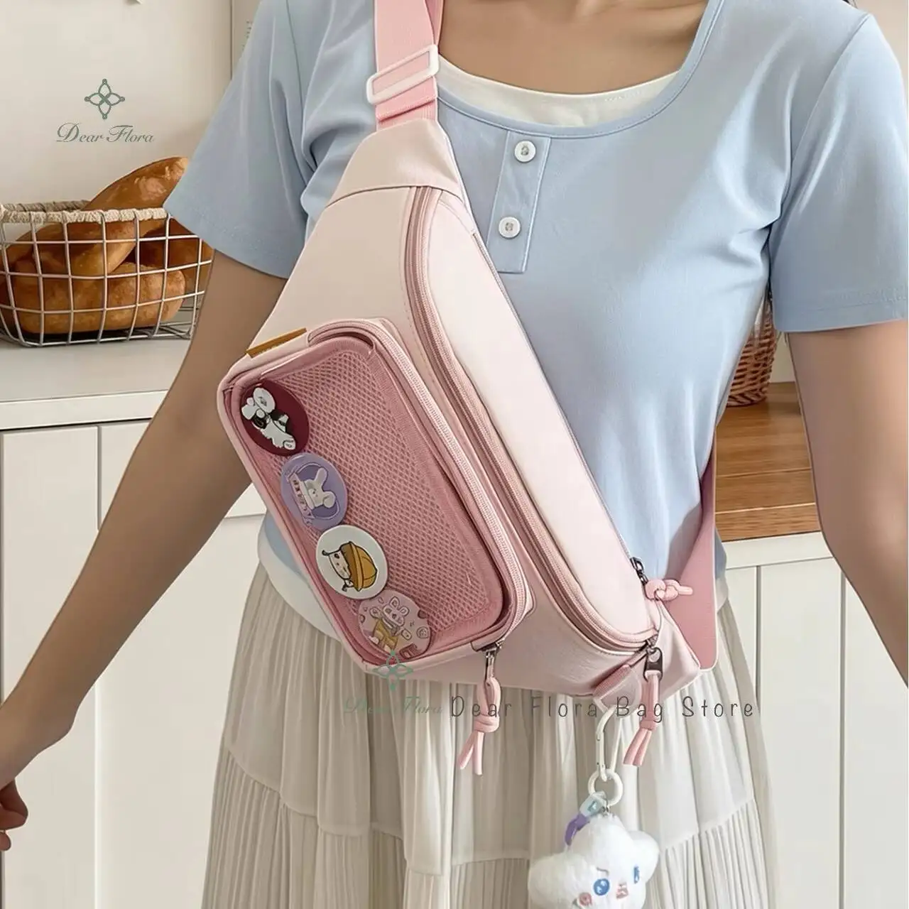 New Cute Anime Ita Bag Sweet Women's Outdoor Cycling Casual Chest Bag Girls Transparent Waist Bag DIY Comic Display Shoulder Bag