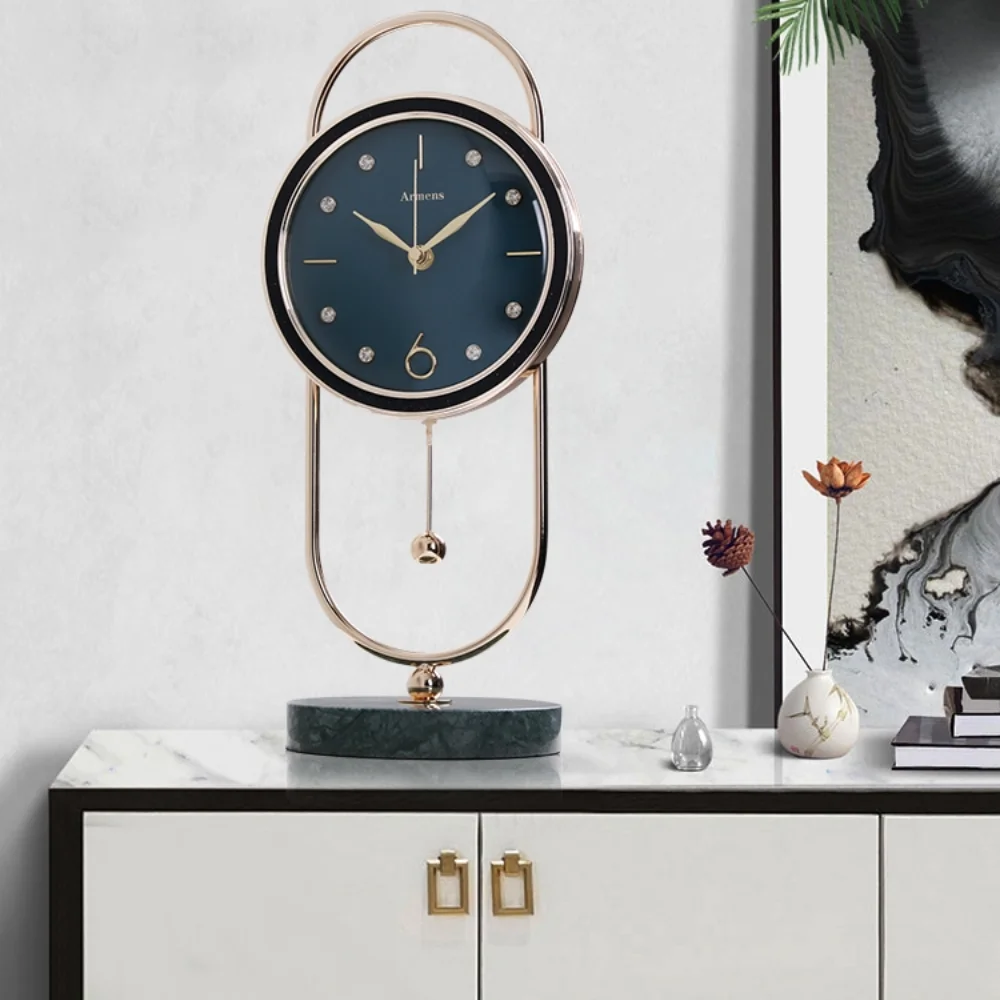 

Light luxury desktop clock table clock home fashion living room simple creative TV cabinet decoration clock mute quartz clock