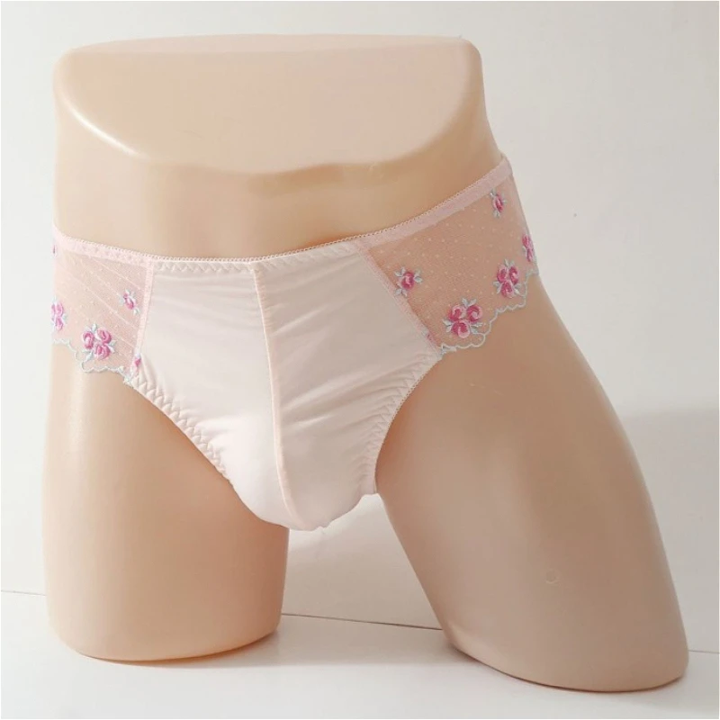 

Кружевные трусы с цветочной вышивкой, сексуальное мужское нижнее белье, Calzoncillos, выпуклые трусы с мешочком, гладкие мужские трусы-сисси, слипоны Homme Шорты