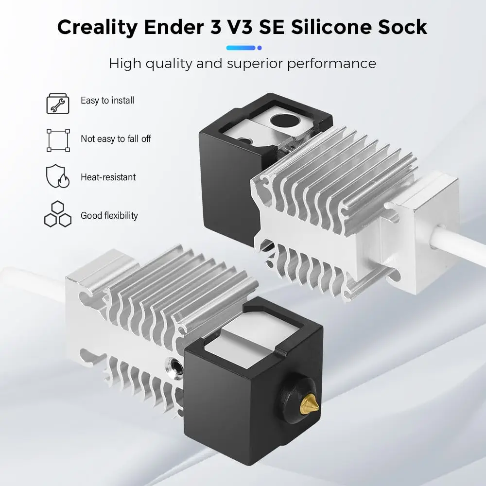 Creality Ender 3 V3 SE kaus kaki silikon, 5 buah bagian Printer 3D penutup silikon Hotend, untuk Ender 3 V3 SE/Ender 5 S1 / Ender 7