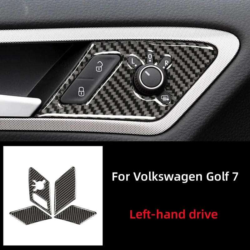 

For Volkswagen Golf 7 Gti Mk7 2013-2019 Auto Door Lock Switch Panel Trim Frame Cover Carbon Fiber Decor Sticker Car Accessories