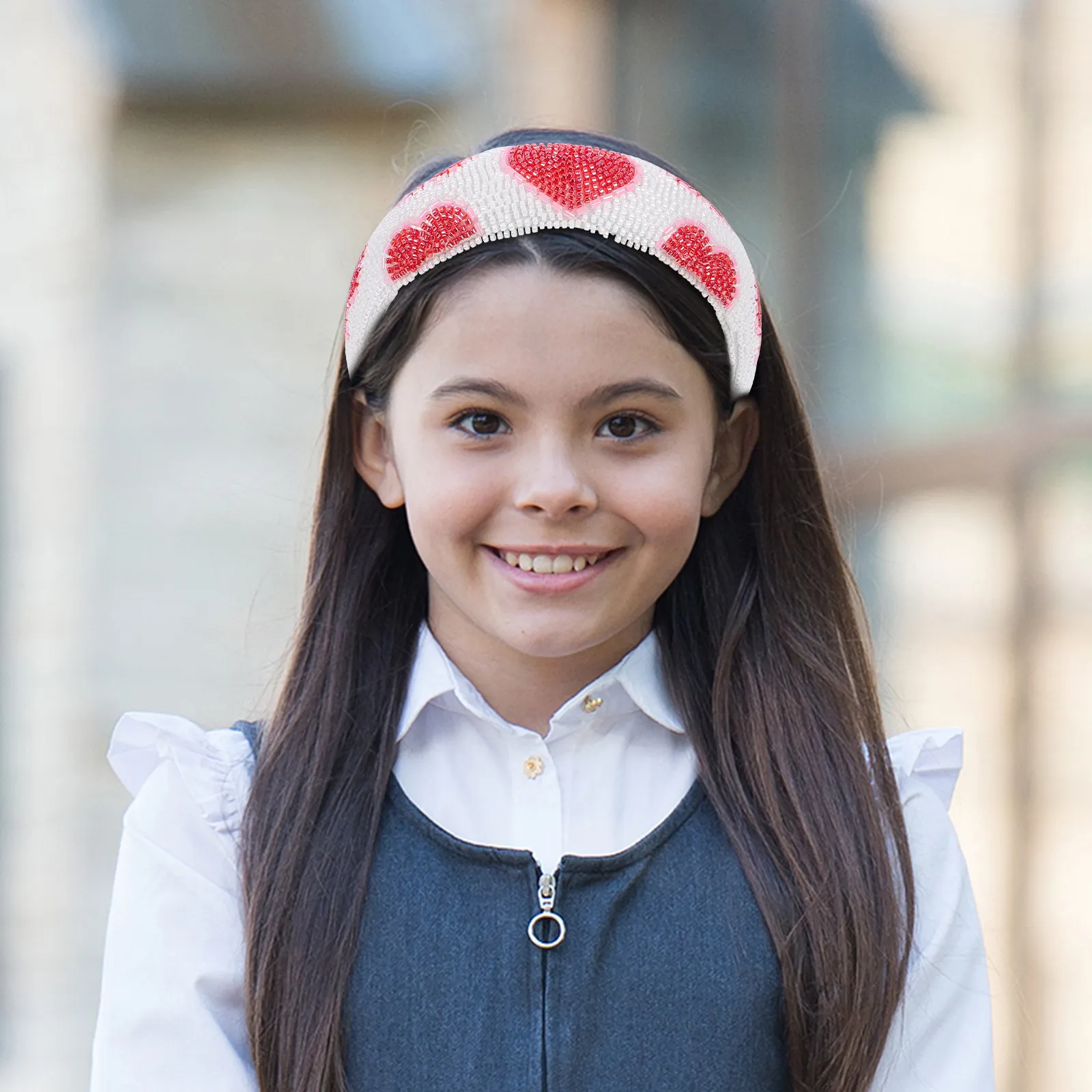 

Браслет-ободок в форме сердца с бусинами, сверкающий элегантный аксессуар для волос для женщин, нескользящий, с блестками, для свадеб, вечеринок, на День святого Валентина