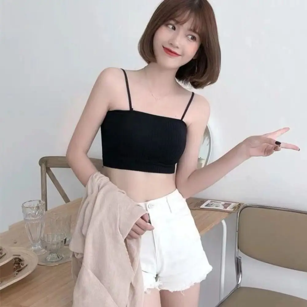 Fashion Women Crop Top Summer Expose Navel Chest-wrapped Bottoming Camisole Slim Navel Fashion Underwear Strap Tank Top