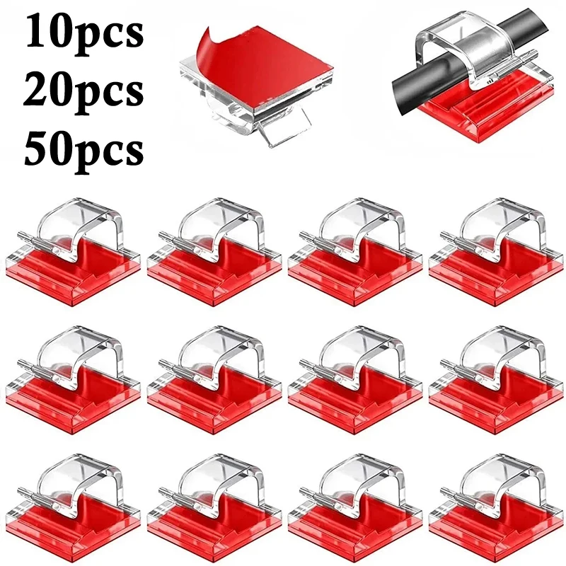 10-50PCS Cable Organizer Clip Wire Winder Holder Earphone Mouse keyboard Cord Clip Protector Management Adhesive Hook Desk Clamp