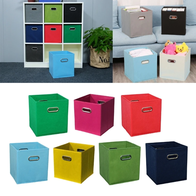 

Collapsible Fabric Storage Cube File and Folder Organizer Box Decorative Linen Filing Storage Organizer for Office 896C