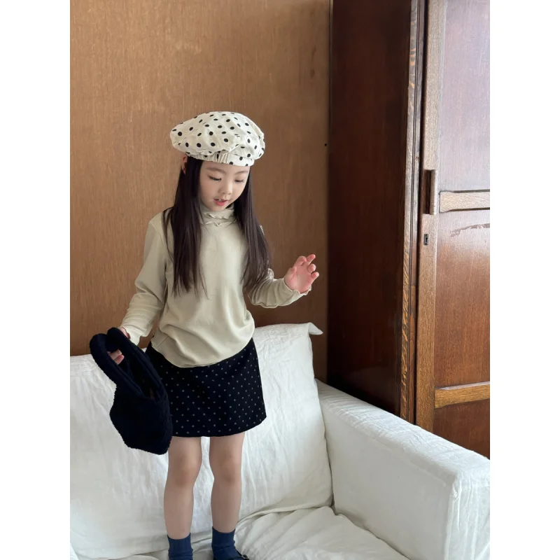 

Princess Yoyo Children's Autumn and Winter New Bottoming Shirt Girls Soft Glutinous Pile Collar Bottoming Shirt BrushedTT-shirt