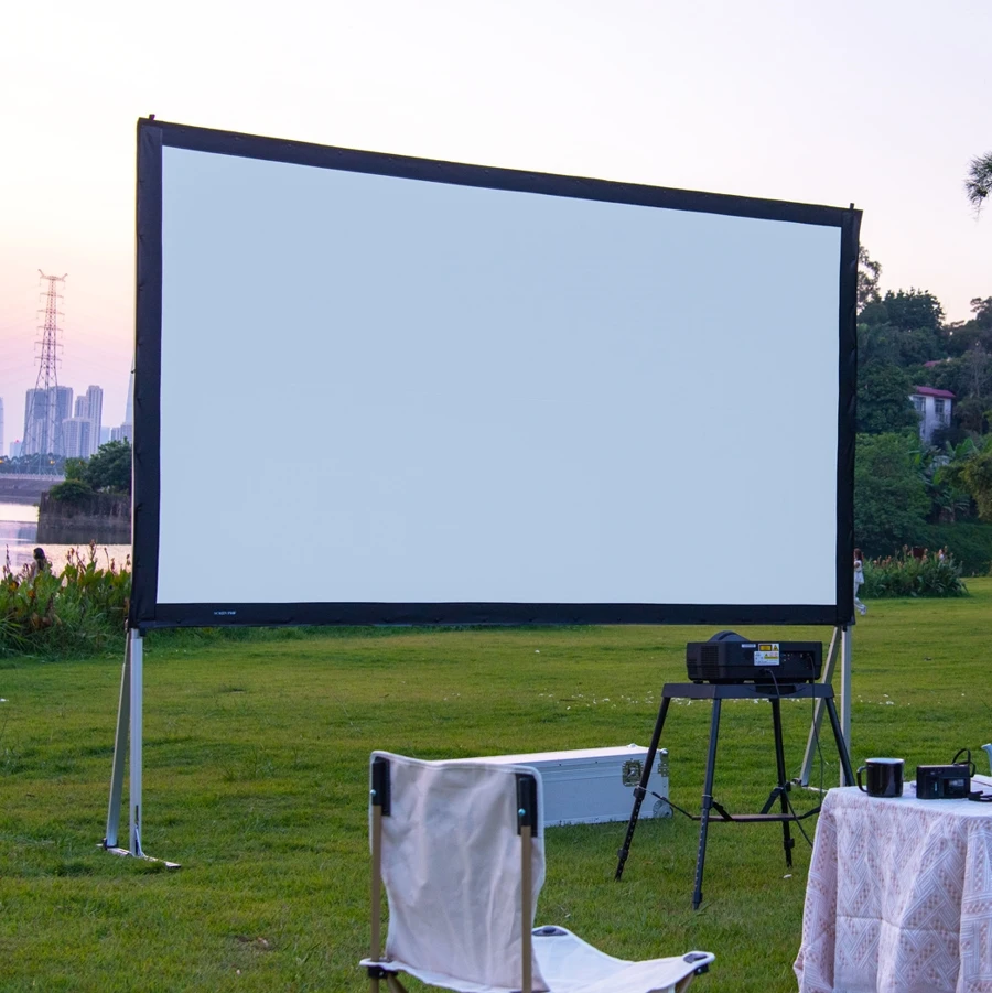 

Projector Screen with Stand, 100 inch Outdoor Projector Screen Portable Indoor Projection Screen 16:9 4K Rear Front Movie Screen