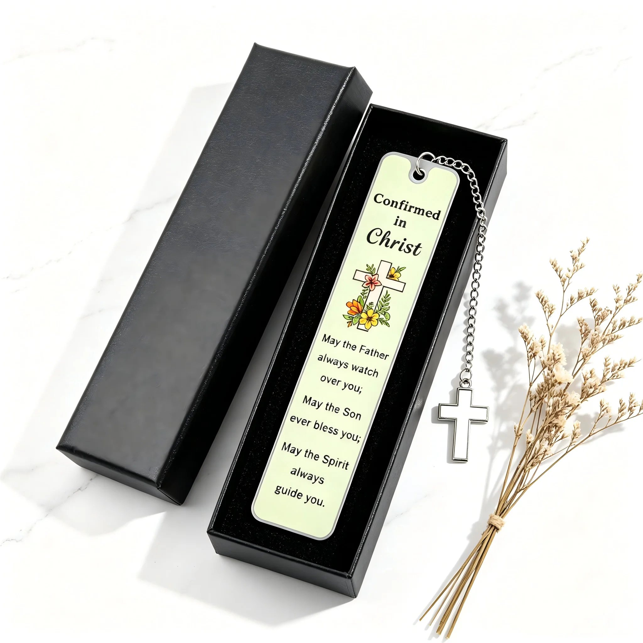 Metall-Lesezeichen mit Kreuzmotiv | Religiöser Bibel-Seitenmarker Christliches Firmungsgeschenk mit Geschenkbox