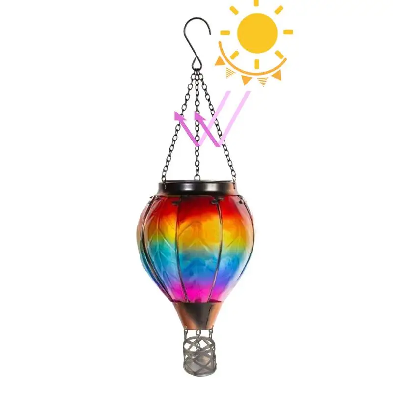 Imagem -02 - Solar Pendurado Flickering Flame Lamp Balão de ar Quente Luzes Led Gancho Chain Impermeável ao ar Livre