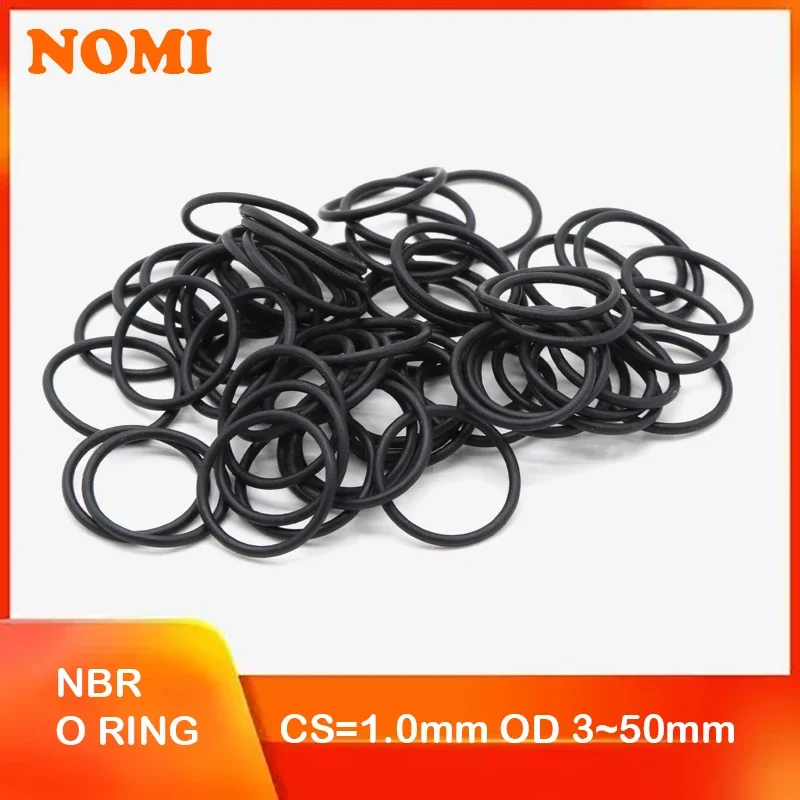 

50/100Pcs NBR O Ring Gasket Thickness CS 1.0mm OD 3~50mm Nitrile Rubber Round O Type Corrosion Oil Resist Sealing Washer Black