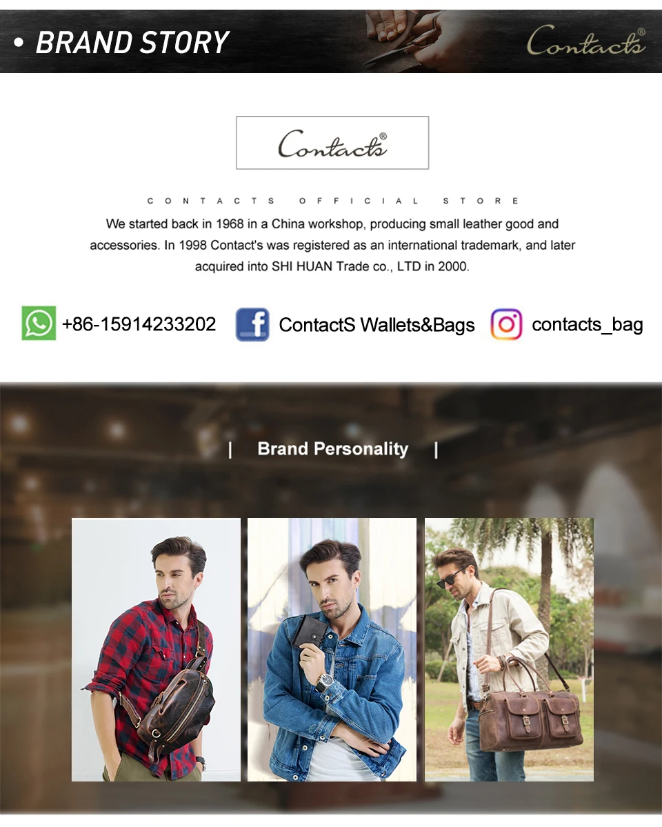 CONTACT'S Echtes Leder Männer Brieftasche Vintage Trifold Haspe Brieftasche Reißverschluss Geldbörse Kartenhalter Geld Clip männer Brieftaschen – Detail 26