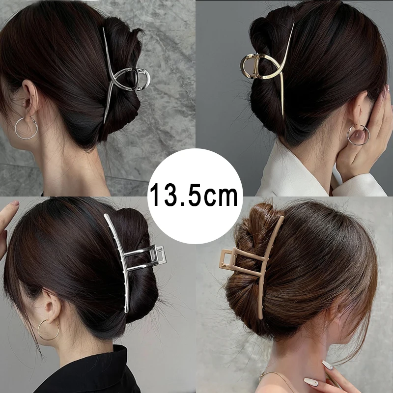 

New 13.5cm Oversized Hair Claw Barrette Fashion Large Metal Hair Clip Hairpin Trendy Hairgrip Headwear For Girl Hair Accessories