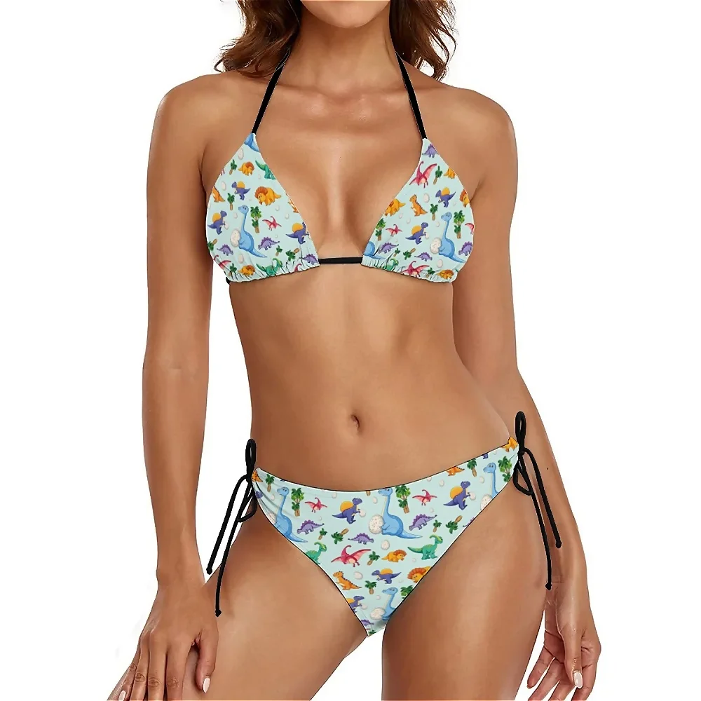 

Sexy Cute Dinosaurs Bikini Set Animals Art Print Bikini Swimsuit Push Up String Swim Bath Swimwear Ladies Two Piece Swimsuits