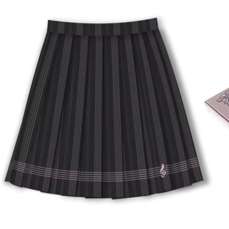 Chic Anime Music Note Embroidered JK School Uniform Skirt Classic Design Sweet Girls College Stylish Pleated Skirts Summer Lady