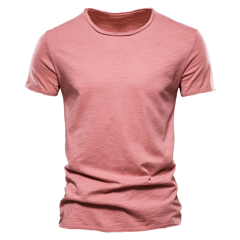 

Mens Summer O-Neck T-Shirt Fashion Slim 100% Cotton Pure Color T Shirts Male Tops Tees Short Sleeve T Shirt Plus EUR Size 5XL