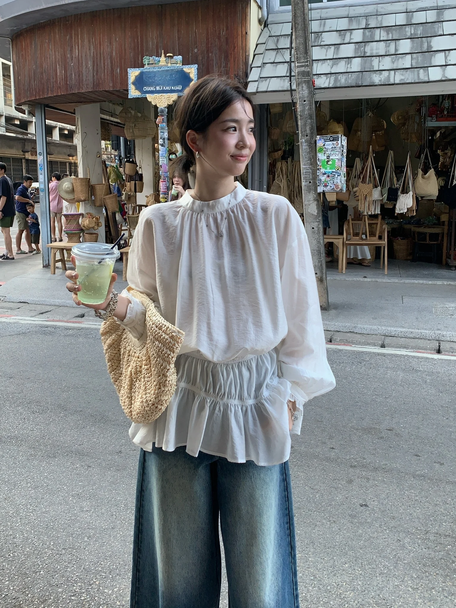 

Lilian Slimming Waist irt Women's Loose Fit Korean Sle Spring Casual Long Sve round Ne Color Comfortable irt