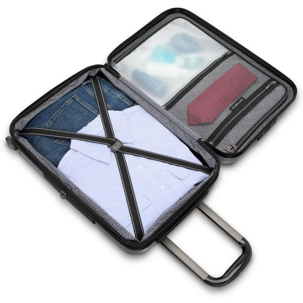 21-Inch Hardside Carry-On Spinner Suitcase, Expandable Luggage with TSA Lock, Silver