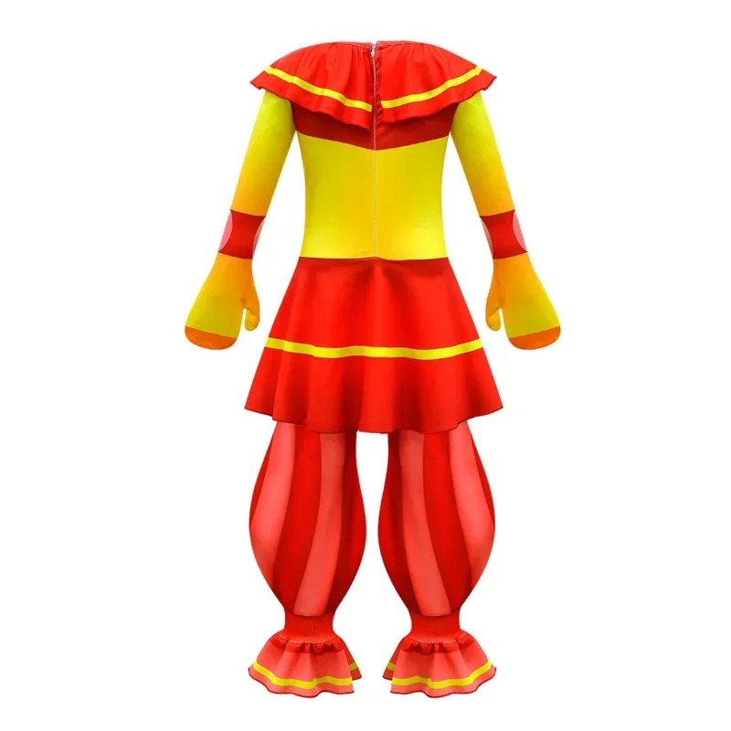 New 2025 Kawaii Sundrop FNAF Zentai Bodycon Jumpsuit Children Halloween Costume Party Romper Clown Moon Sun Horror Game CosX158