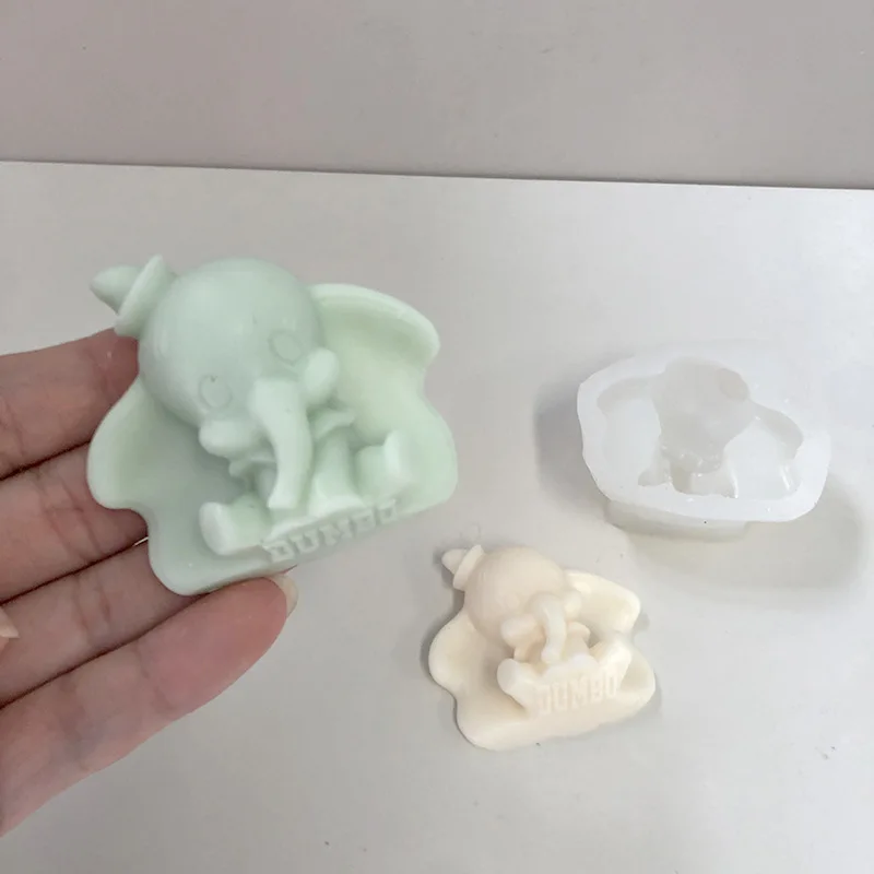 Baby Elephant Candle Silicone Mold 3D Big Ear Elephant Plaster Soap Resin Mould Chocolate Cake Home Decor Artefakt Rękodzieło Prezent