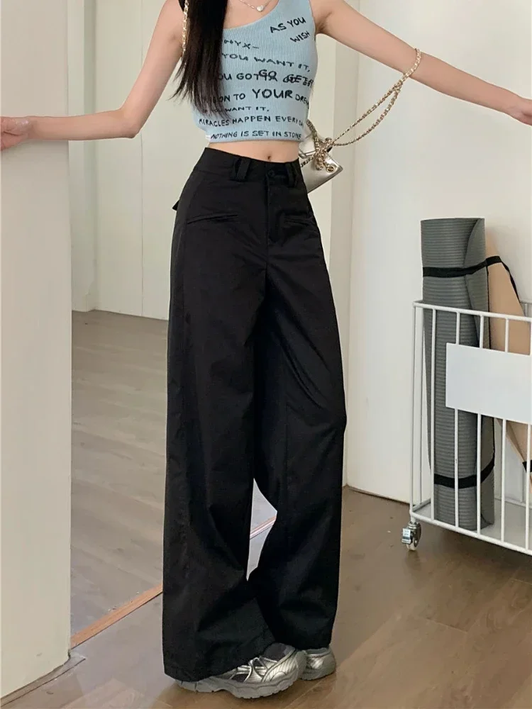 

Vintage American Cargo Pants Women Loose Straight High Street Wide-Legged Pants Y2k Kpop Skateboard Trousers