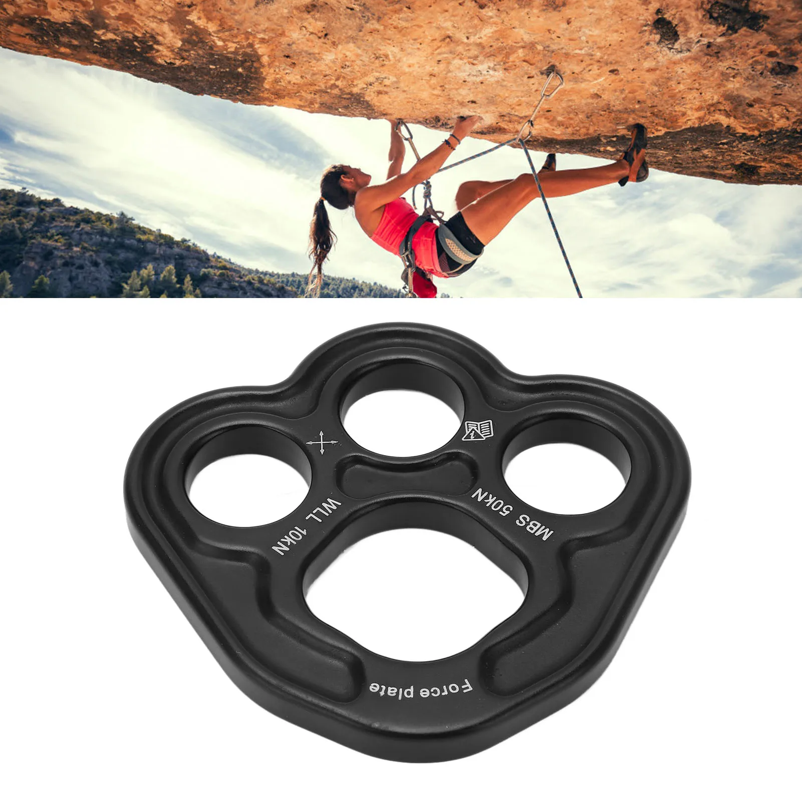3 Hole Force Rigging Plate Rigging Plate 3 Holes Space Aluminum 50KN Weight Bearing Uniform Force Climbing Equipment for Outdoor