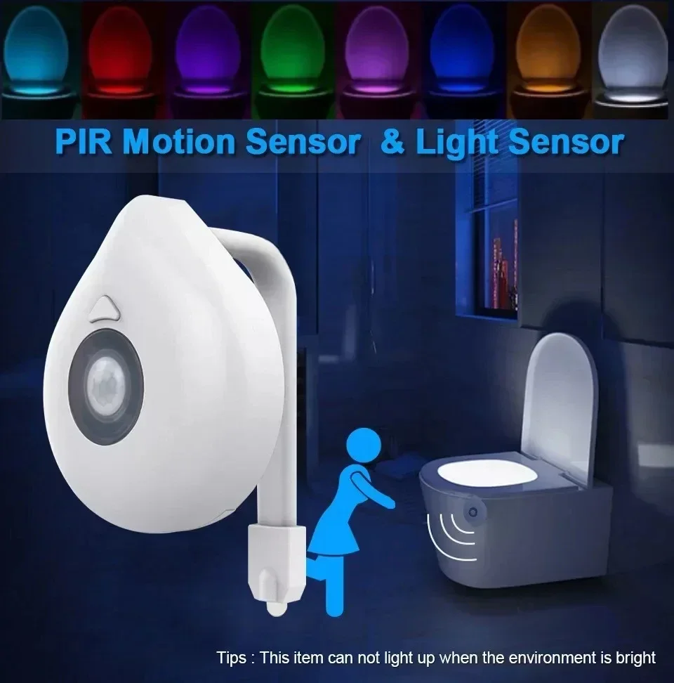 LED Toilet Lamp 8 Colours Toilet Bowl Backlight Motion Sensor Night Light WC Sensor Light Bathroom Lamp Light For Children