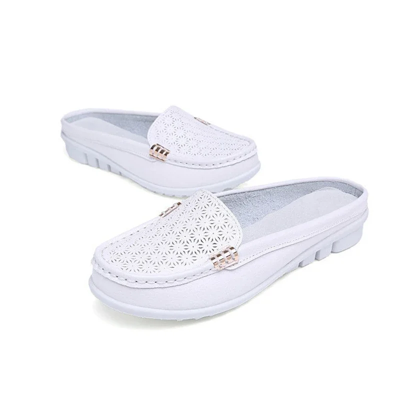 TIMETANG Women sandals summer half slippers flip flops Soft Leather sandals clogs Shoes Comfortable Sandals Woman Plus Size