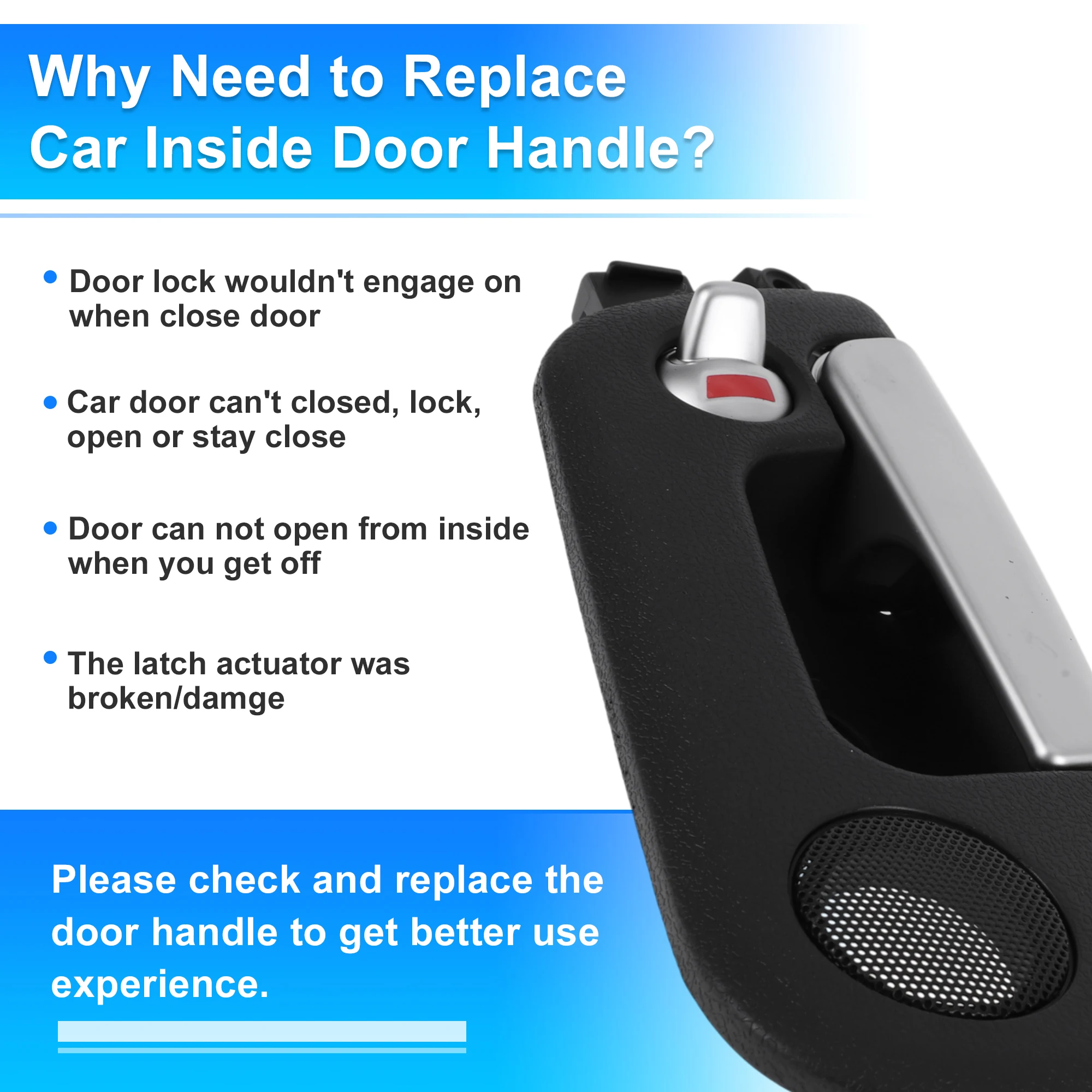 UXCELL Rear Right Passenger Side Interior Door Handle for Roewe for SsangYong Inside Door Handle Black Chrome