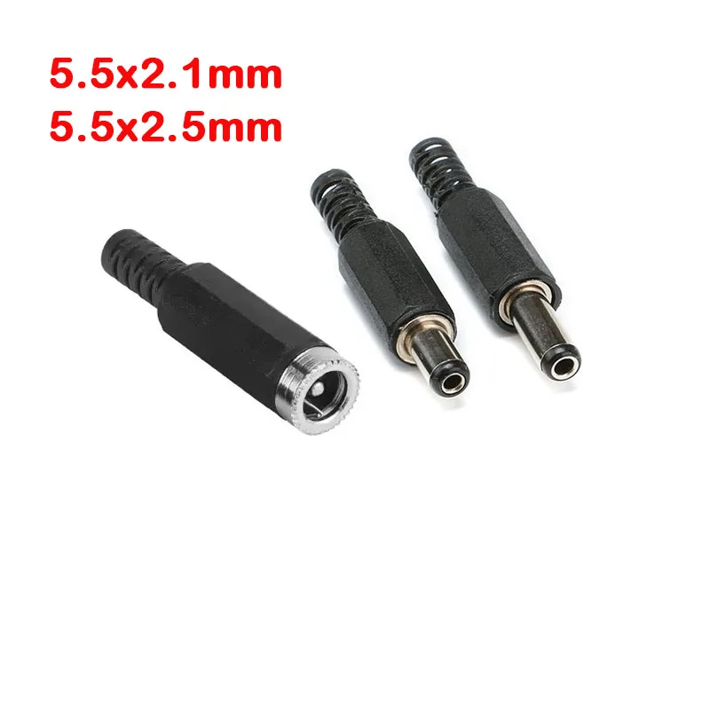 10-1 szt. Gniazda zasilania DC 5.5x2.1 5.5x2.5 Męskie/Żeńskie Złącza Adaptery 2.1mm x 5.5mm 5.5*2.1 5.5x2.5 Do Projektów DIY