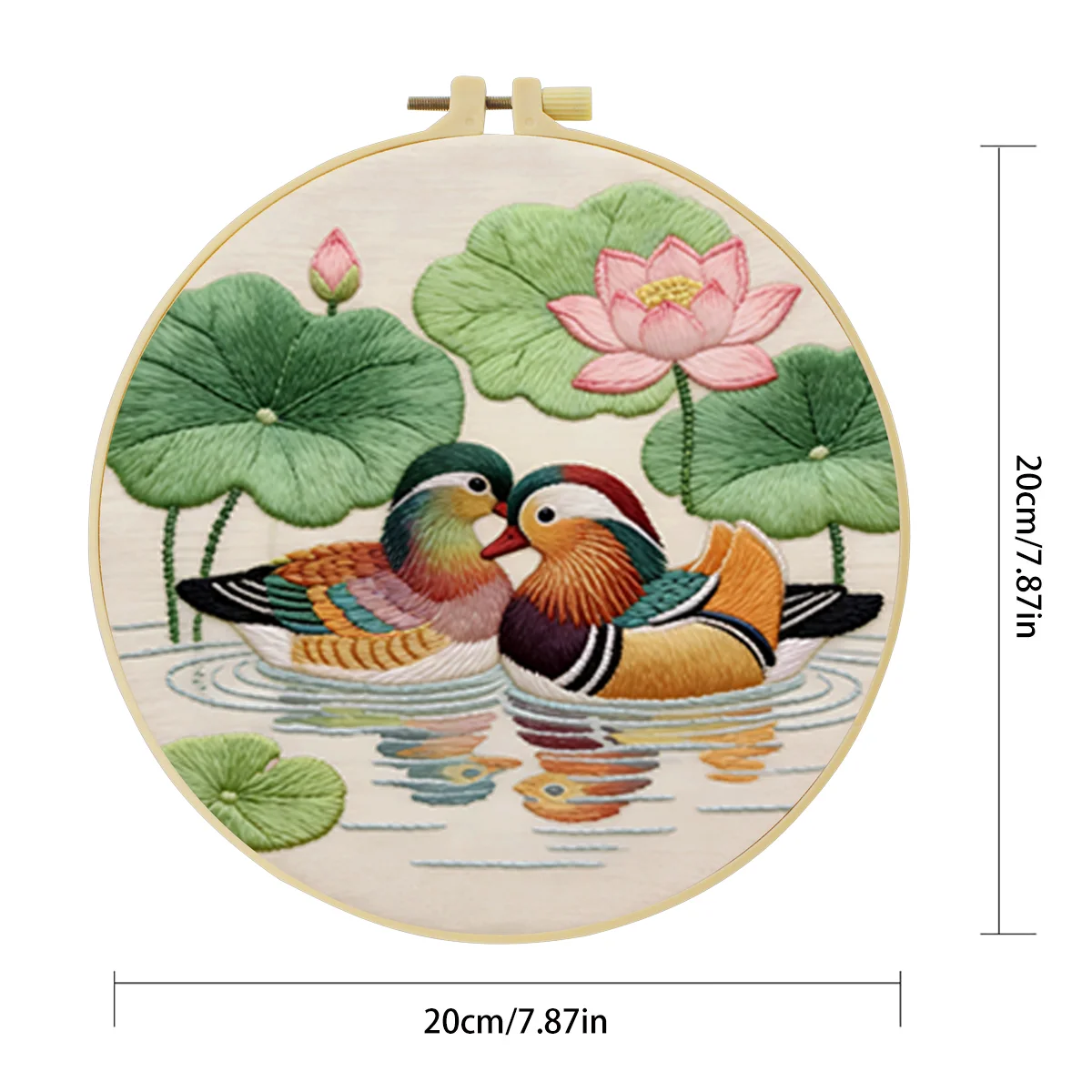 1 Stück 20x20 cm/15x15 cm 7,87/6,3 Zoll Mandarin-Enten Stickerei Starter-Kit DIY-Kit Stickerei-Set für Anfänger – Detail 3