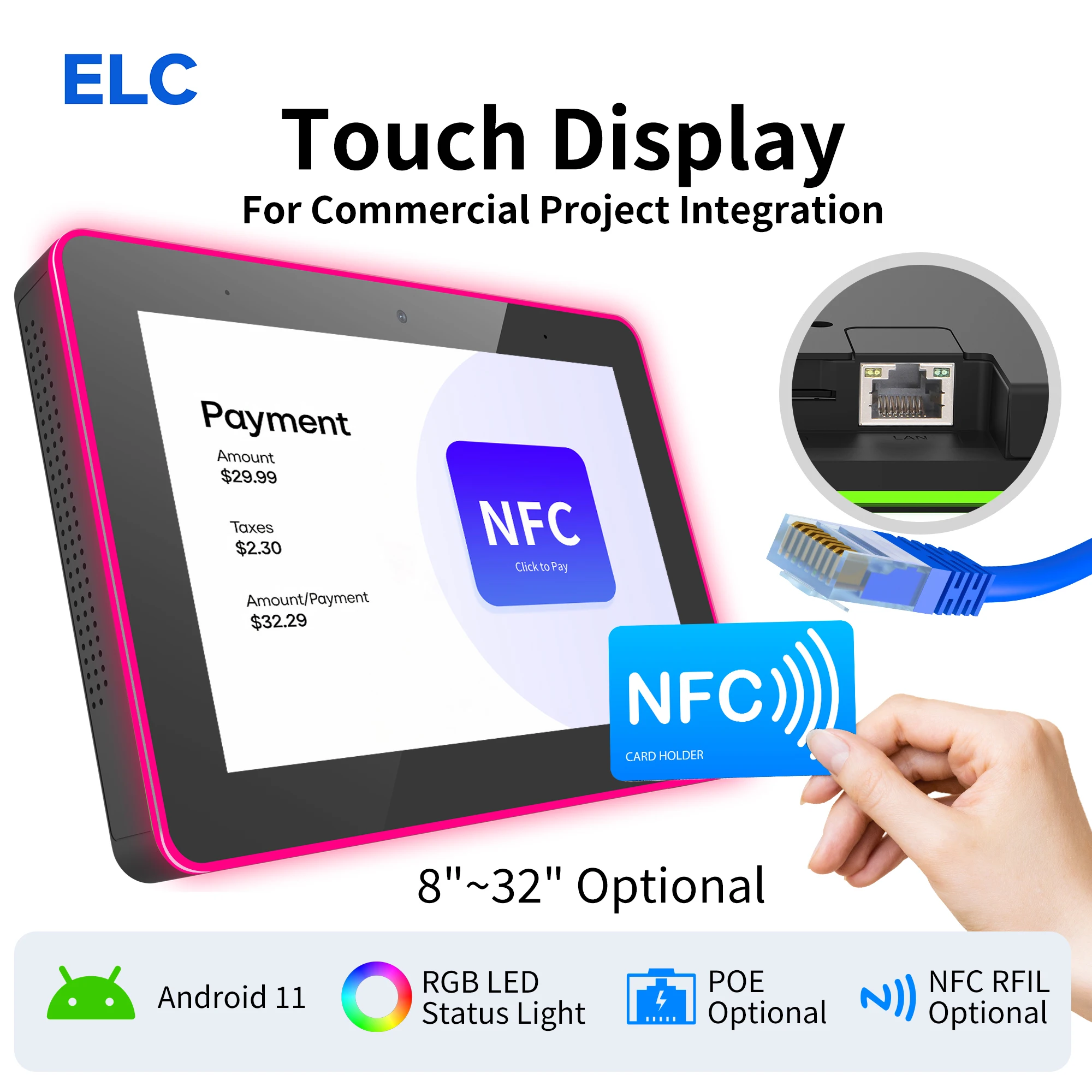 Wall Mounted 10.1 Inch Rockchip RK3568 Android 11 New RJ45 POE NFC Tablet For Room Booking Hotel Home Meeting Conference Control