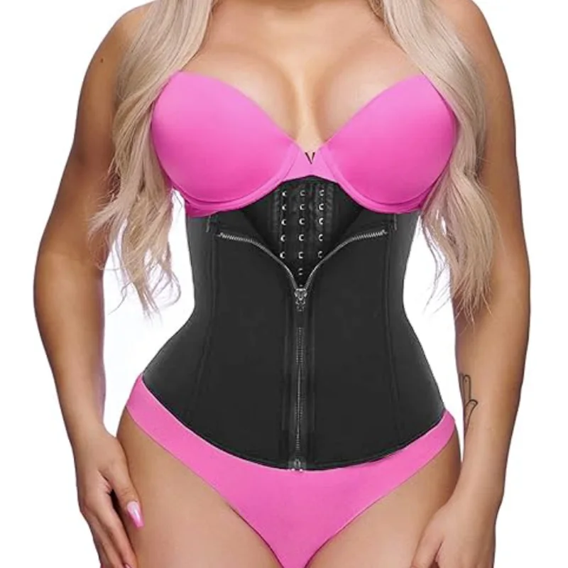 GUUDIA Waist Trainer Corset Clip and Zip Women Zipper Tummy Control Sport Workout Body Shaper Waist Cincher Plus Neoprene Sweat