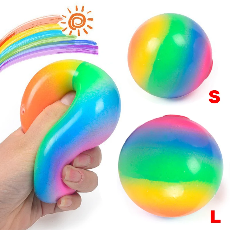 

New Large Size Rainbow Vent Ball Adults Kids Stress Relieve Sensory Toys Colorful Extrusion Balls Toy Decompression Squeeze Toy