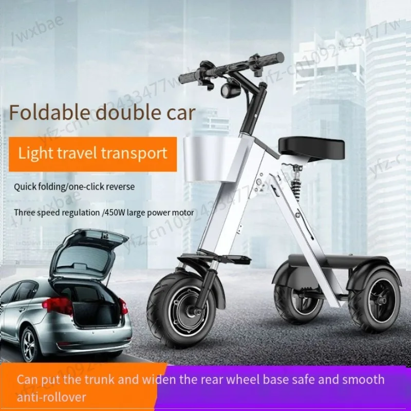 350W Lightweight folding electric scooter two parents and children,fashionable portable mini three-wheeled scooter with children