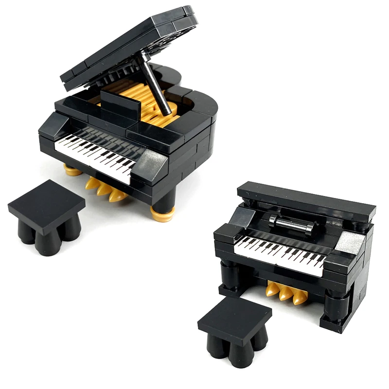 

City MOC Building Blocks Parts Furniture Bricks Music Room Mini Scene Kit Toys Grand Piano Upright Piano Small Model Home Decor