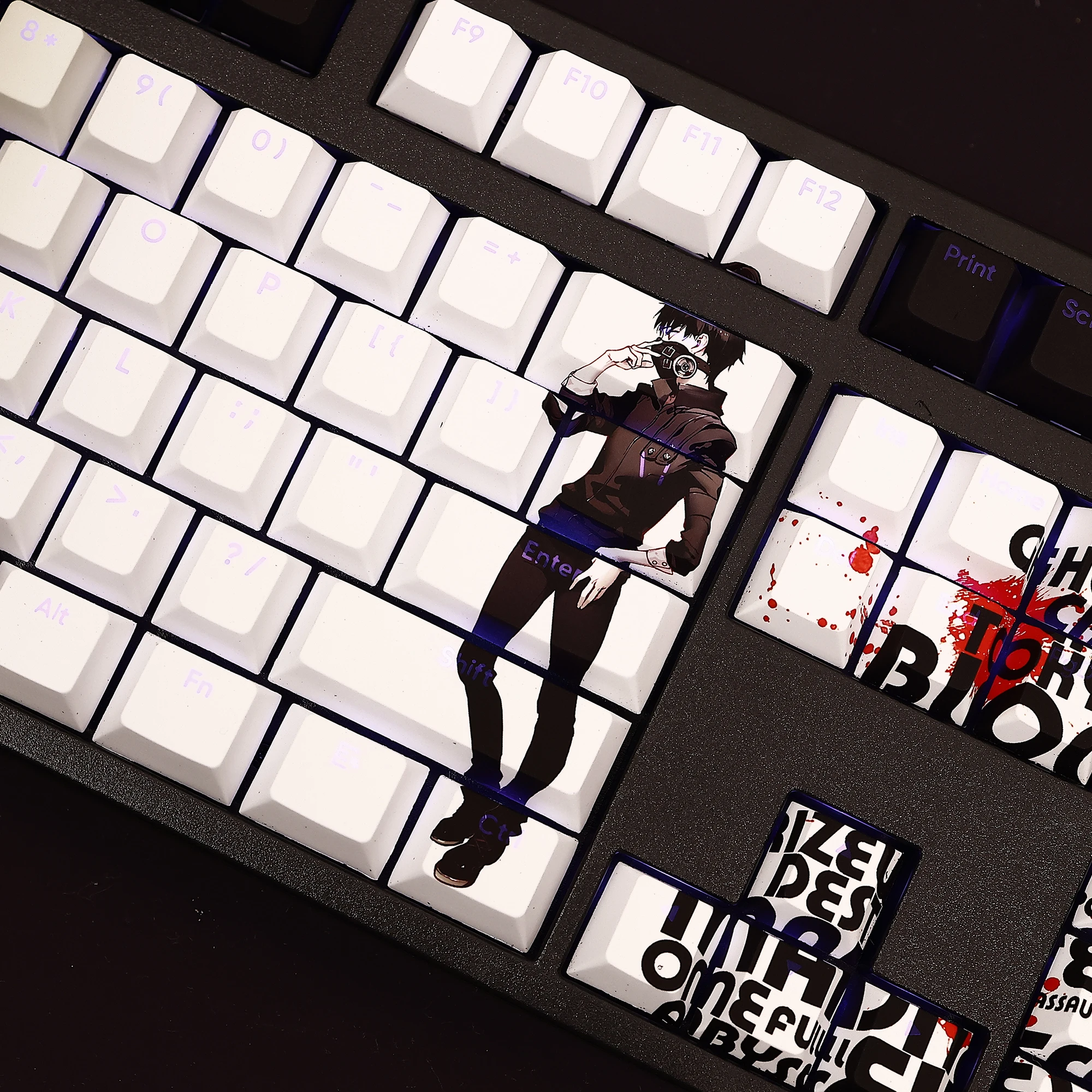 Tokyo ghoul keycaps estilo japonês tampa chave 108 teclas pbt personalizado cereja perfil keycap para jogos teclado mecânico chave bonés presente