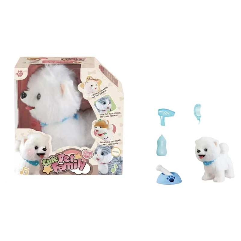 Robot Animal en peluche éducatif, jouet pour animaux compagnie, avec Activation du mouvement, son réaliste, jeu rôle pour