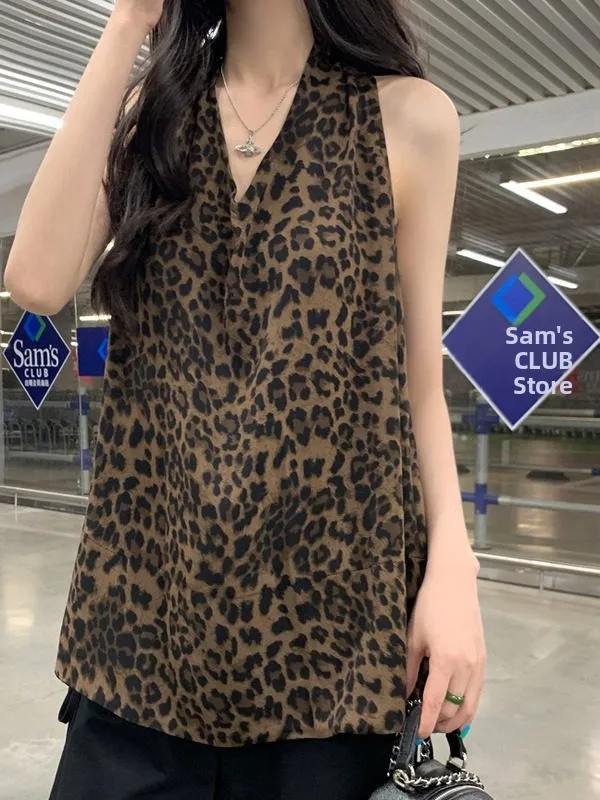 Ele Leopardenmuster ter Ne Bal Top Damen Faionable Vaion Feel Cool Sommer Neues Retro Top Trendy