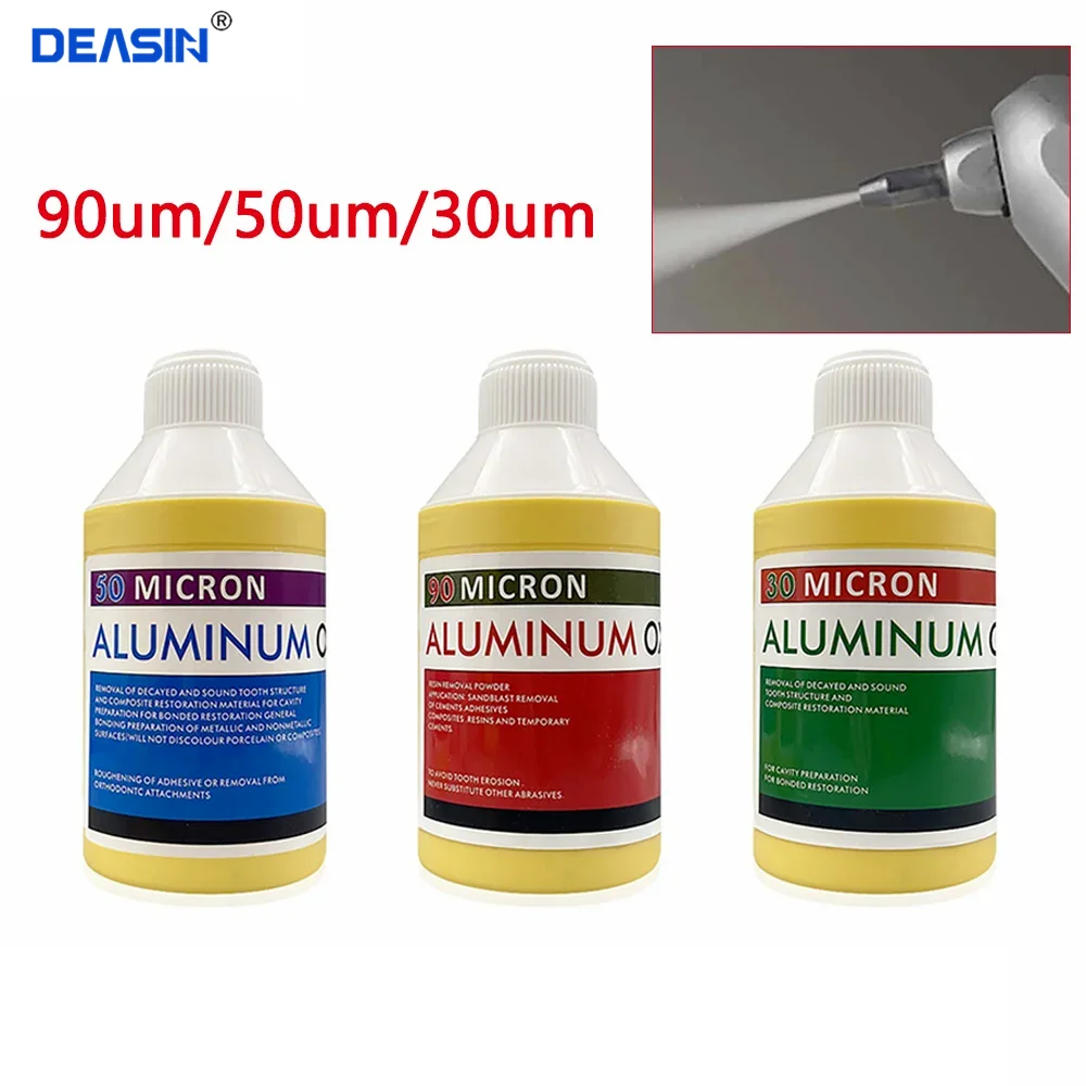 1 botella de polvo de alúmina Dental 90 50 30um micras polvo de aluminio para máquina de chorro de arena Microblaster odontología también