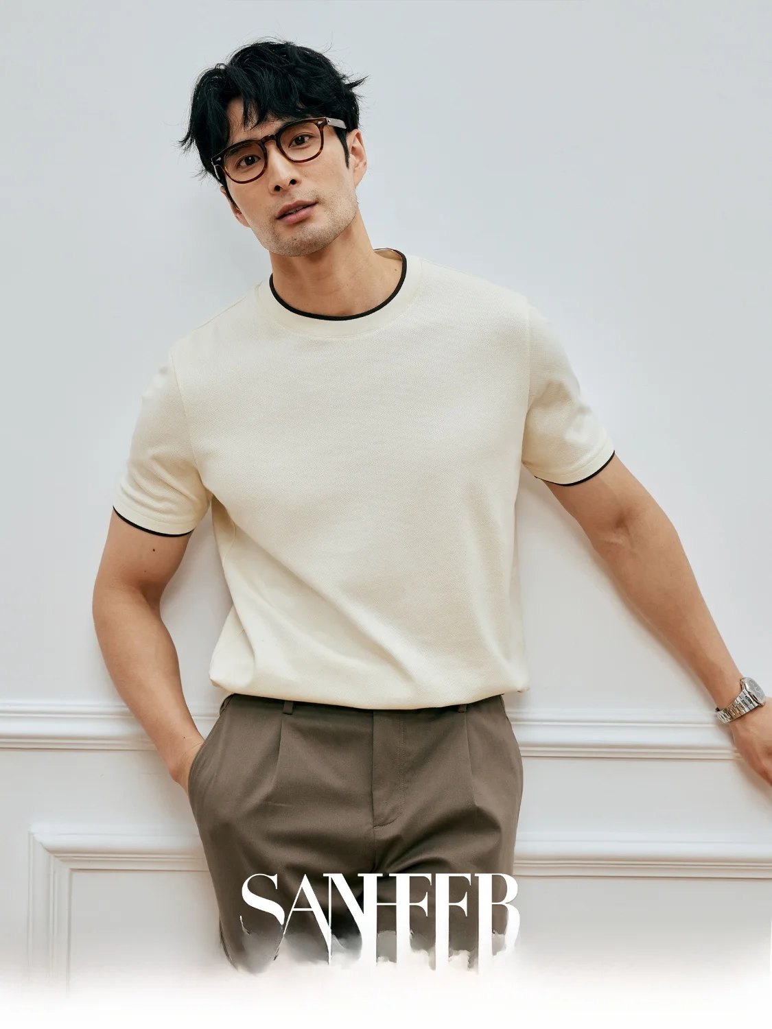 

High-End Comfortable SUPIMA Cotton round Ne ort Sve T-irt Collar Color Blo Summer Casual Faion Breathable Tee