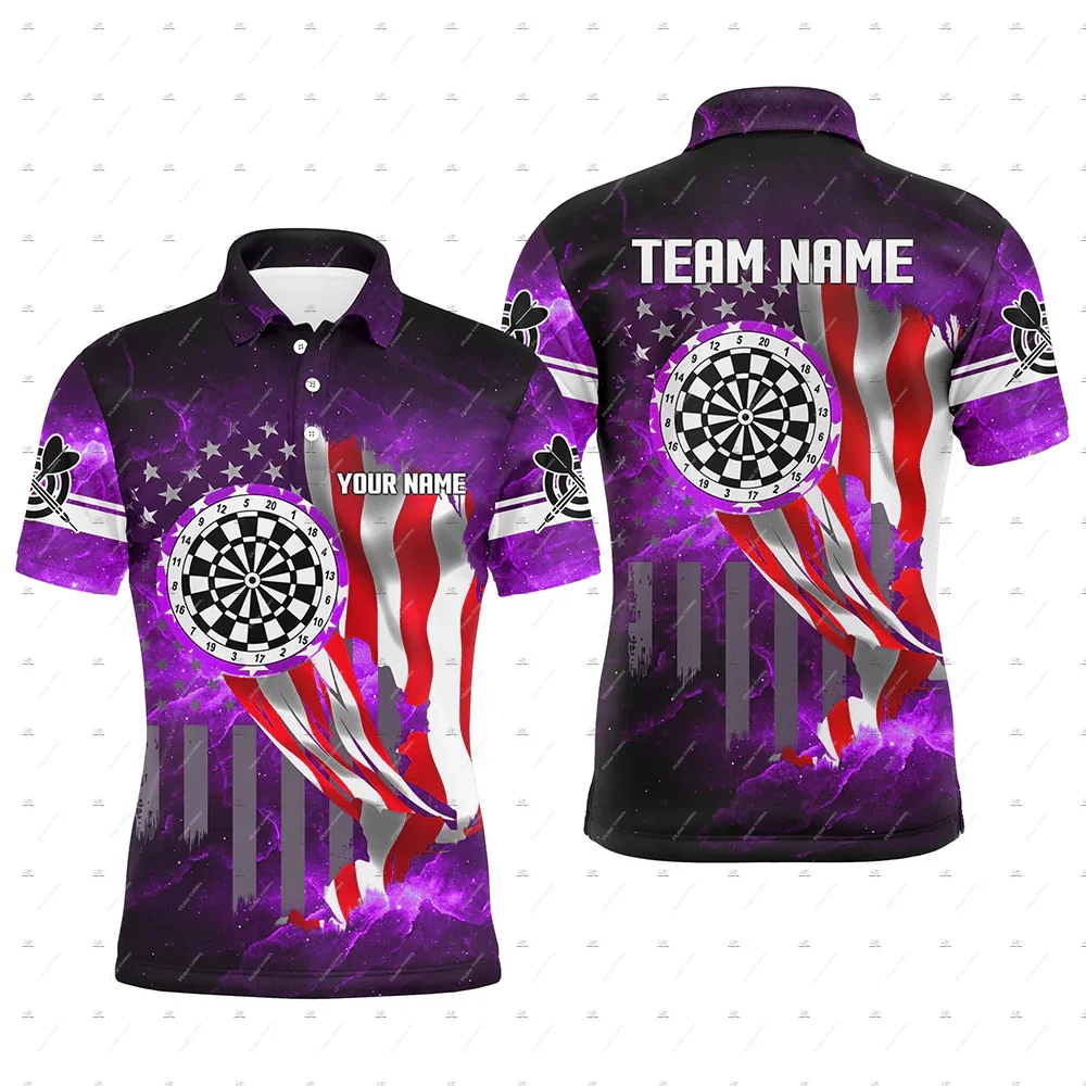 Custom Name Darts Flame Graffiti Gradient Animal Tiger Vintage Retro 3DPrint Harajuku Summer Short Sleeve Polo Jersey Shirts A5