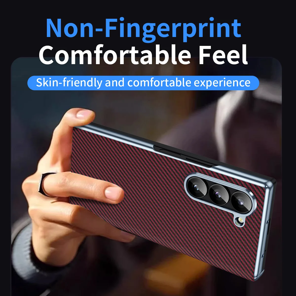 Carbon Fiber Funda Phone Case for Samsung Galaxy Z Fold 6 5 4 Anti-Scratch Coque Anti Vibration Hinge Z Fold 5 6 4 Phone Cover